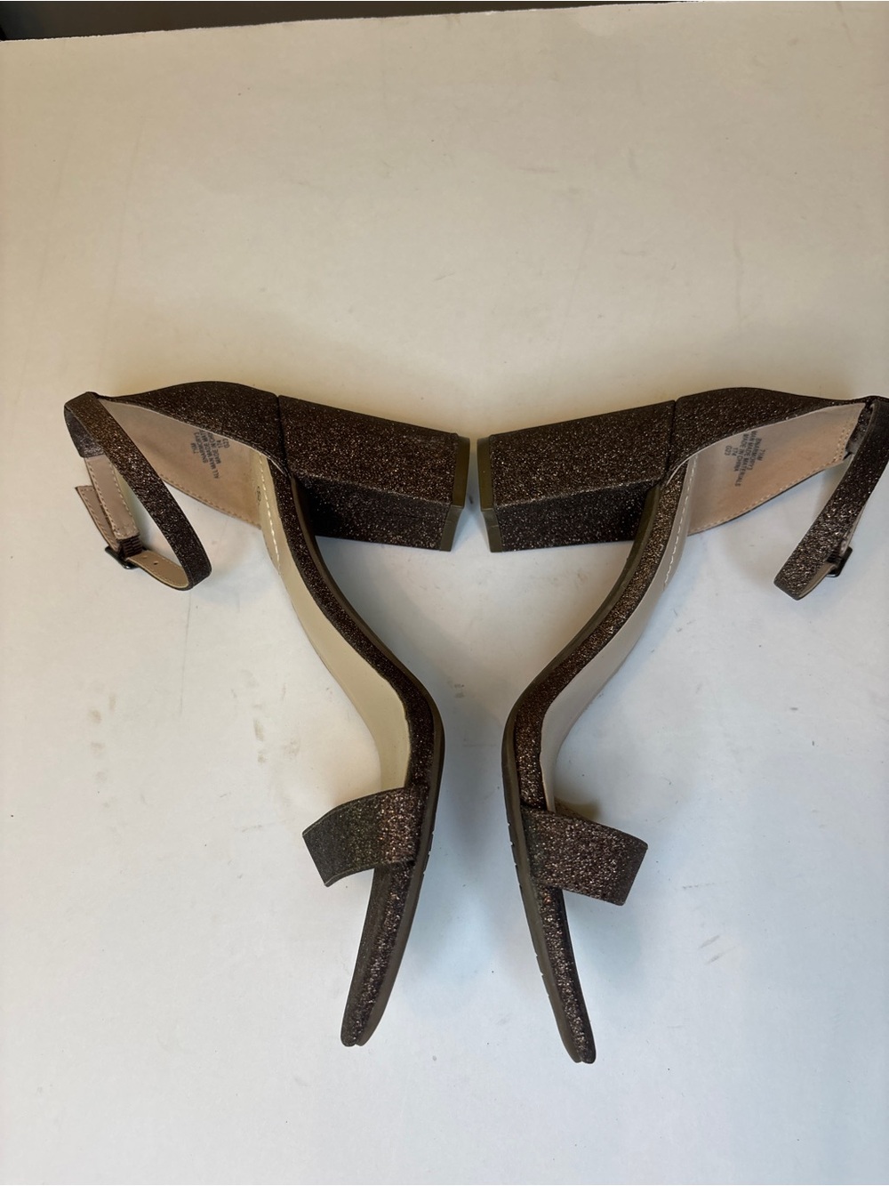 Bandolino Armory Brown Glitter Ankle-Strap Block Heels - Picture 3 of 7